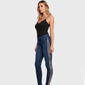 PRINCIPLE DENIM Honor Skinny Raw Hem w/ Rose Gold Stripe
